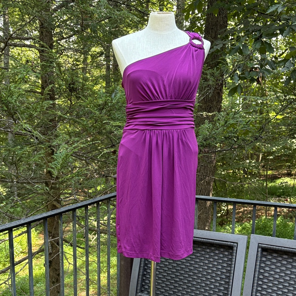 Roulette Elegant Purple One-Shoulder Dress sz 8  (Zipper on side)